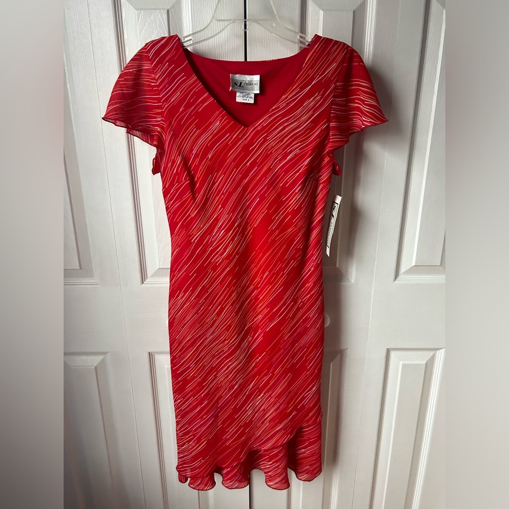 Vintage red asymmetrical layered dress NWT - size 6